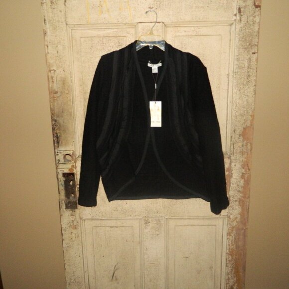 Nikki Valenti Wool & Ribbon Design Open Front Jacket Size L (P-31) - Picture 1 of 5